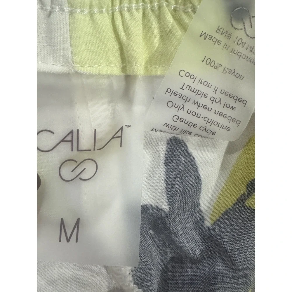CALIA by Carrie Underwood Printed Rayon Shorts Size M Yellow Black Abstract